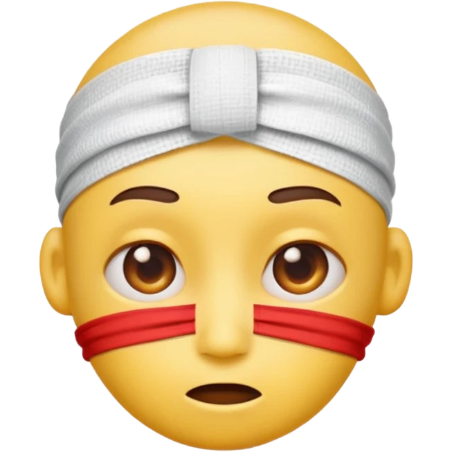 Yellow dizzy emoji with red bump on head and bandage emoji