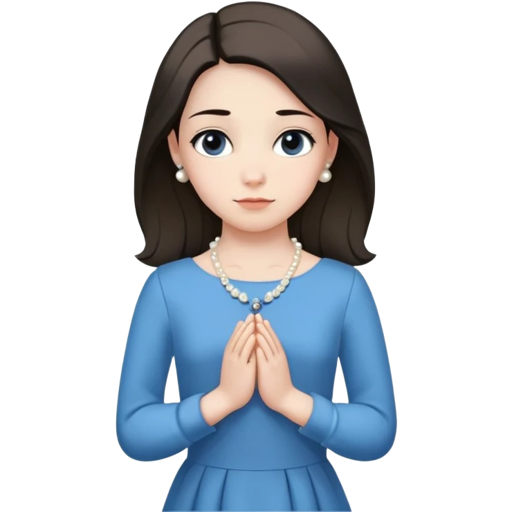 The girl in the photo is wearing a blue dress with long sleeves and a pearl necklace. There is a black flower on the dress. Her posture is confident, with a straight back and neatly folded hands. The image conveys elegance and dignity.
For generating an image using a neural network, you can use the following keywords:
	•	Girl
	•	Blue dress
	•	Long sleeves
	•	Pearl necklace
	•	Black flower on the dress
	•	Confident posture
	•	Straight back
	•	Neatly folded hands emoji