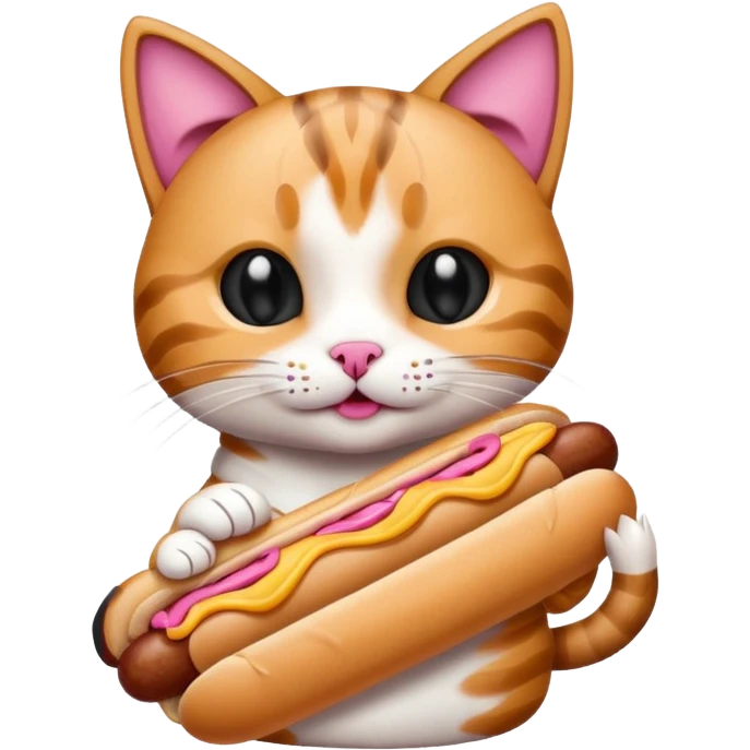 Cat eats hotdog emoji