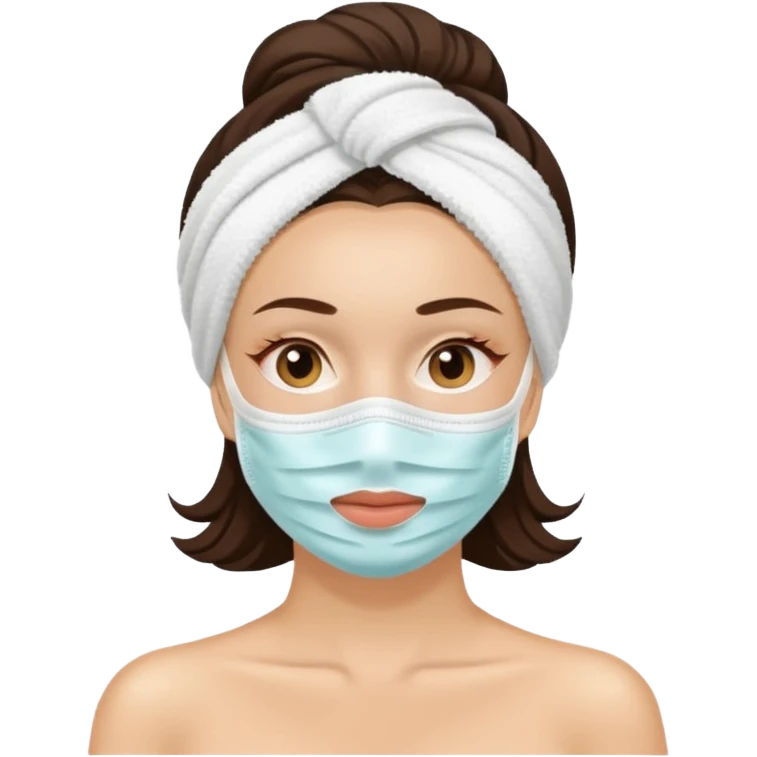 Lady with face mask spa beauty full face relaxing hot emoji