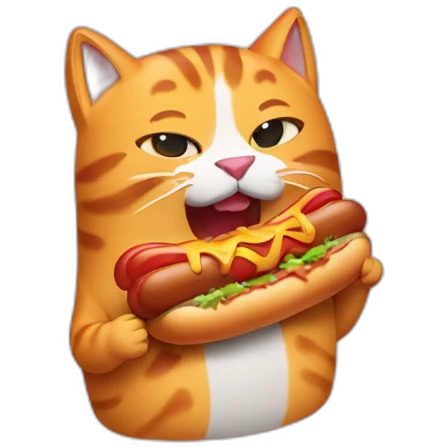 cat eating a hot dog emoji