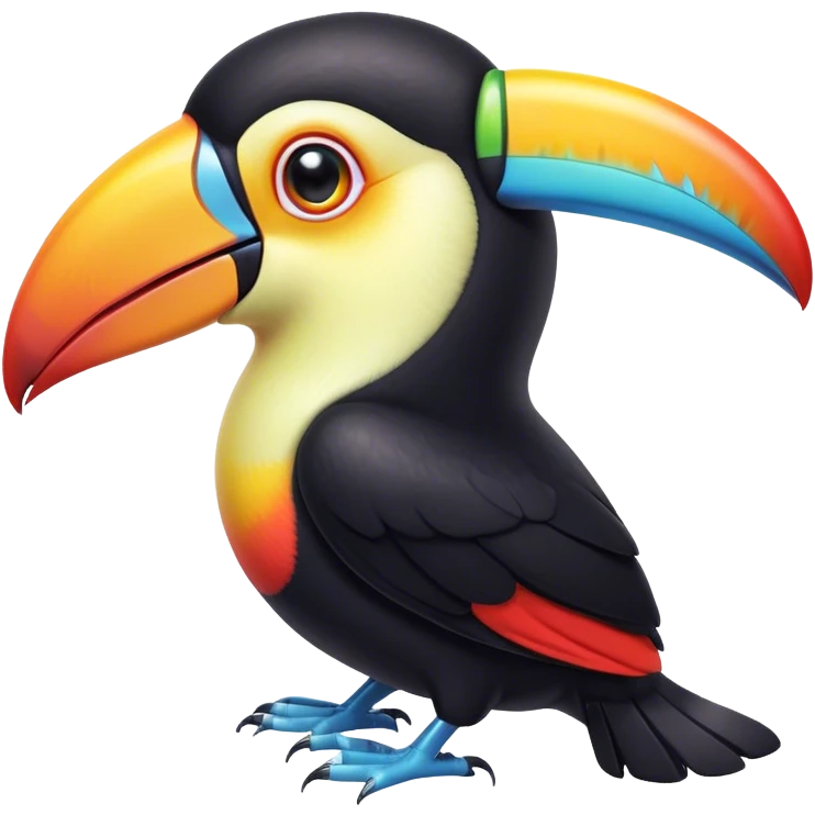Cinematic Cute Toucan Portrait Emoji, Head tilted playfully and inquisitively, with a delightfully vibrant beak and round, sparkling eyes filled with tropical charm, Simplified yet irresistibly adorable features, highly detailed, glowing with a warm, inviting tropical glow, high shine, affectionate and lively, stylized with a touch of whimsical exotic flair, soft glowing outline, capturing the essence of a mischievous yet loving toucan that seems as if it could flutter out of the screen into your arms! emoji