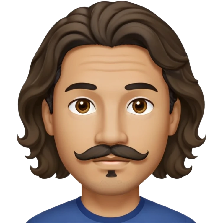 Mixed race man with long, wavy hair with a center part, a small diamond stud earring in each earlobe, a mustache over the top lip, and a wavy goatee on the chin. Head only!!! No shoulders or torso. No wrinkles. Parting of the hairpin the direct center of the head. Don't forget the earrings. emoji
