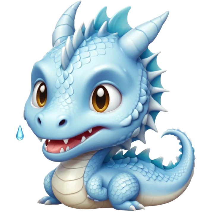 white cute dragon crying emoji