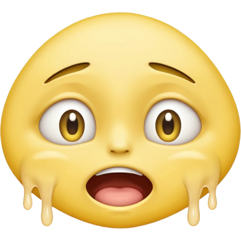 crying emoji with eyes open wide, visible eye bags, yellow emoji, visible teeth, stretched out mouth emoji