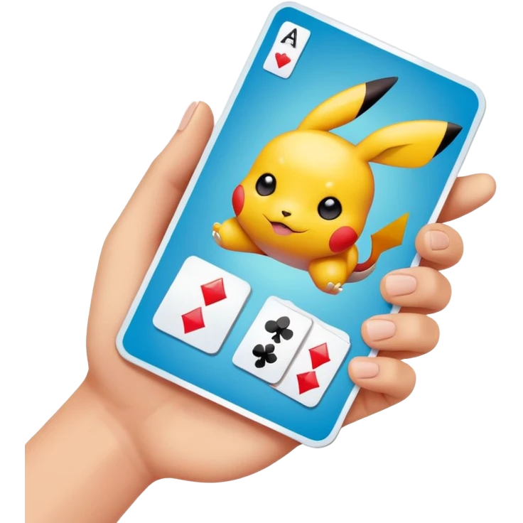 Pokemon cards in a hand emoji