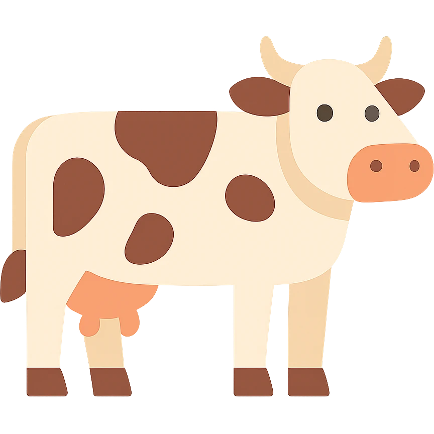 Flat design style cow emoji