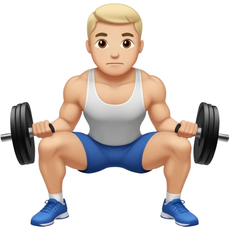 man in gym doing scuats emoji