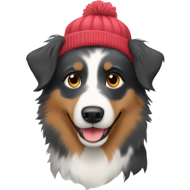 Australian shepherd with a beanie  emoji