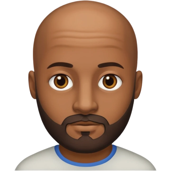 Hombre marrón pelado con barba y ojos negros emoji