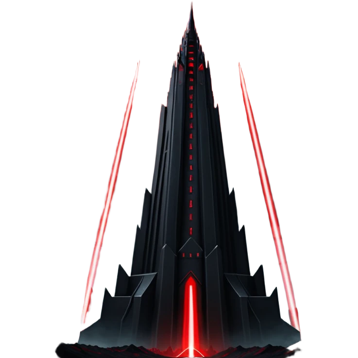 Barad Dúr from Lord of the Rings, Dark, giant Tower, with red laser beams shooting into the sky emoji