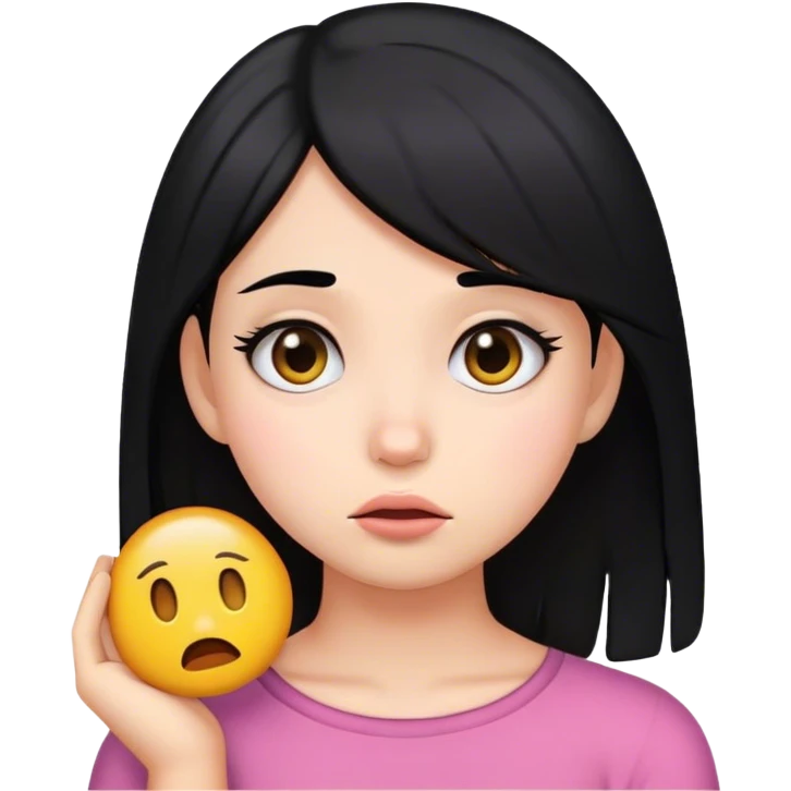 dont look at me emoji face girl with black hair embarrassed emoji