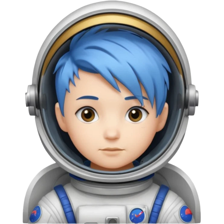 astronaut with short blue mohawk hair non helmet emoji