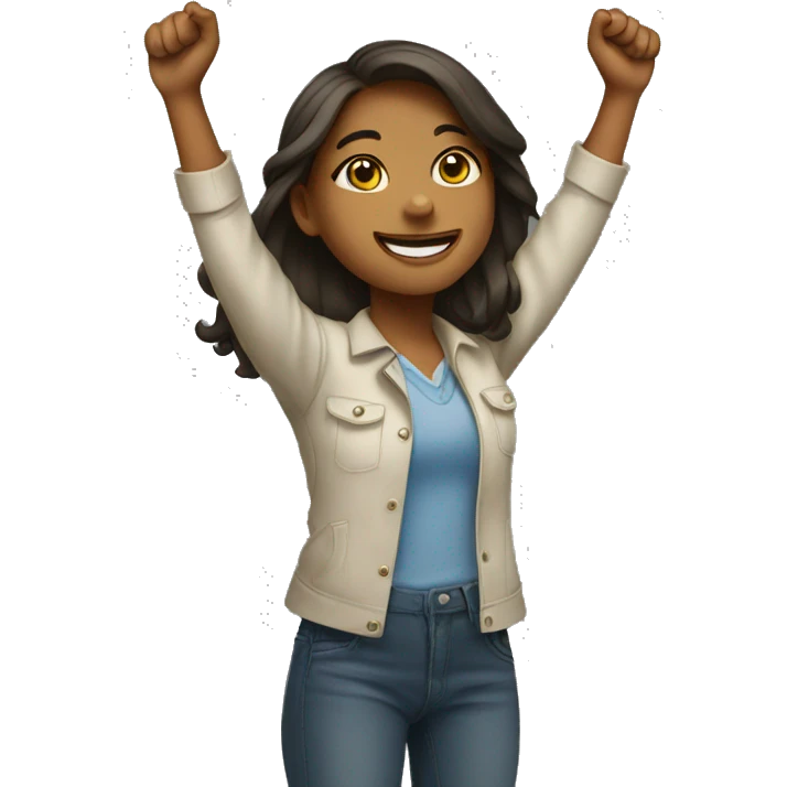A girl raising the roof emoji