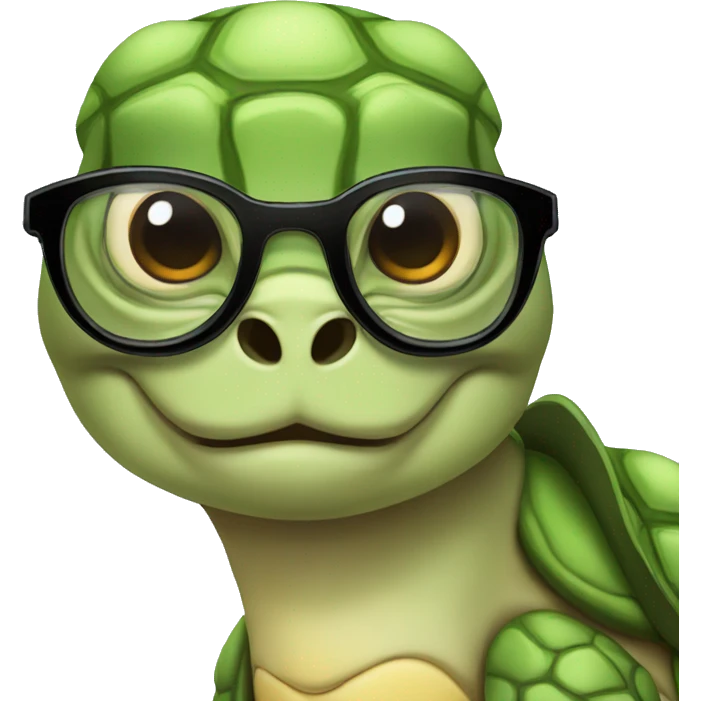  anthropomorphic turtle with glasses with a light color top-knot hairstyle emoji
