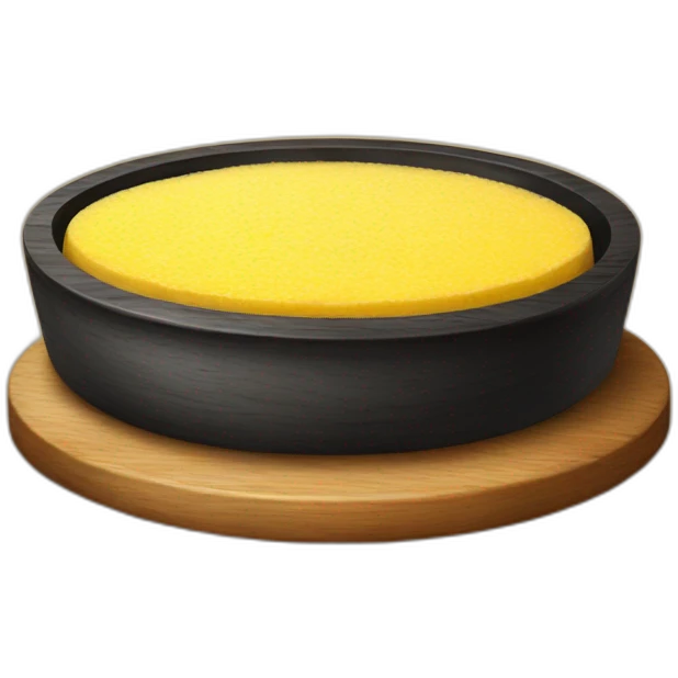 Polenta in round wood plate emoji