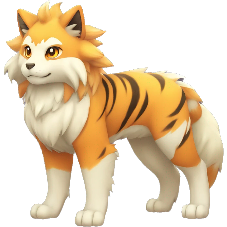 Colorful Shiny Kawaii Cute Tiger-Arcanine—Vulpix-Fakémon-Pokémon full body emoji