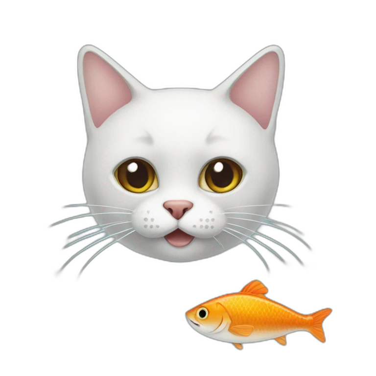 Un chat qui mange un poisson emoji