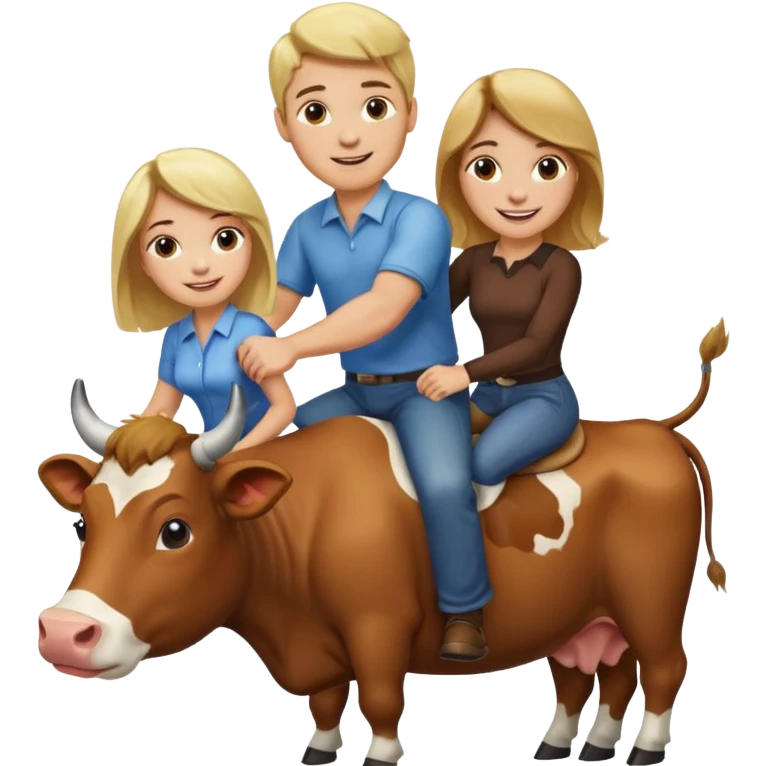 WBlond man and brown hair woman riding a cow emoji
