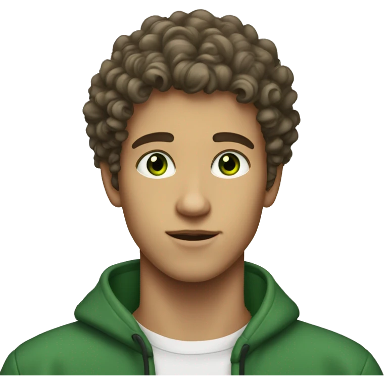 a 18 years old man with curly haircut and green eyes emoji
