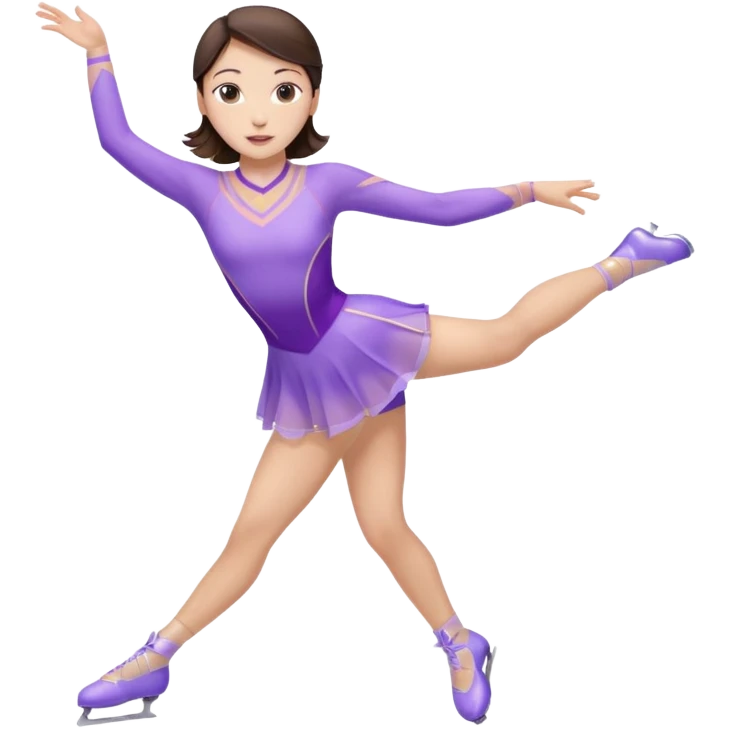Female brunette figure skater pastel wearing purple outfit spinning  emoji