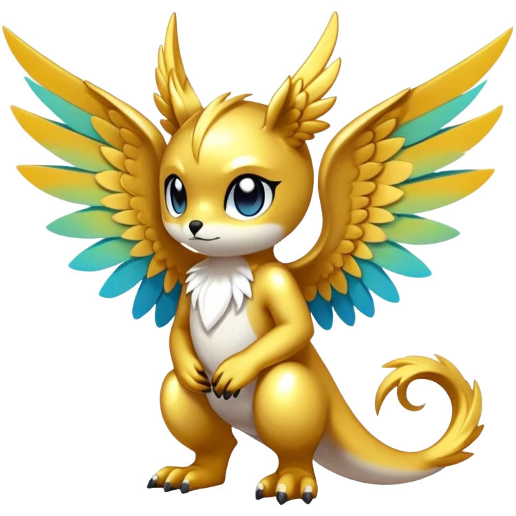 Anthro Sona Cool Edgy Cute Colorful Shy Winged Shiny Fakemon-Fantasy-Creature Full Body emoji