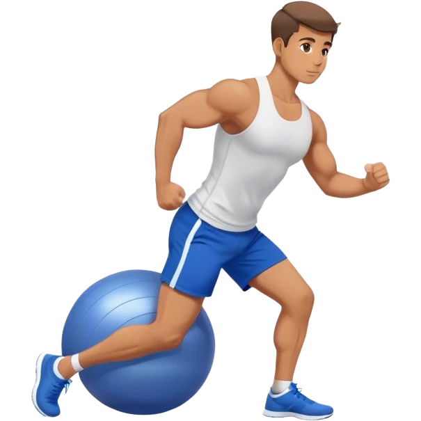 fit man with blue shorts stability ball exercises emoji