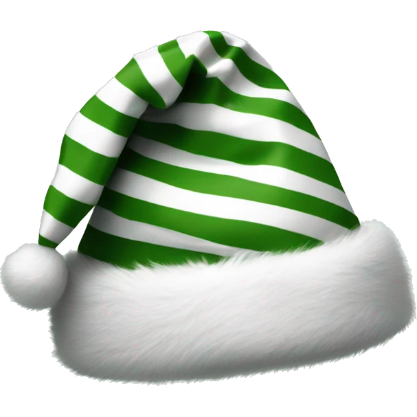 Realistic green and white striped fur santa hat isolated.  emoji