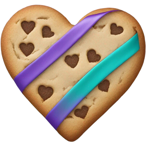 Cookie heart with purple teal awareness ribbon loop emoji