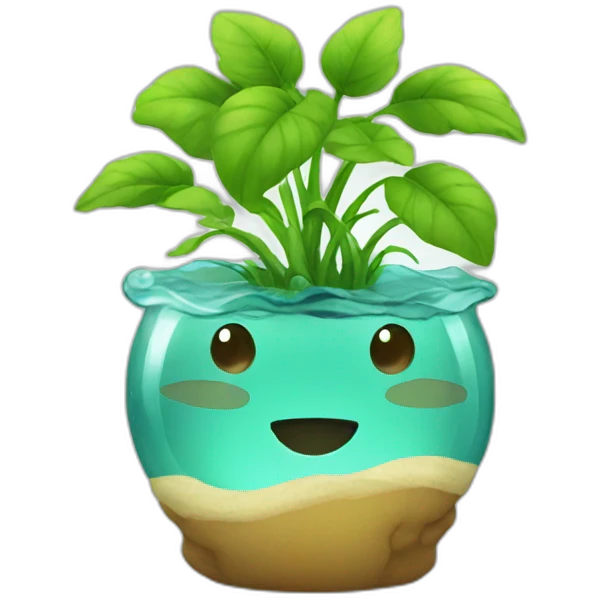 Plants water with face emoji