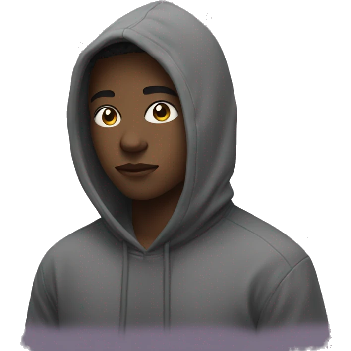 teenager with hoodie and wearing uwu mask emoji