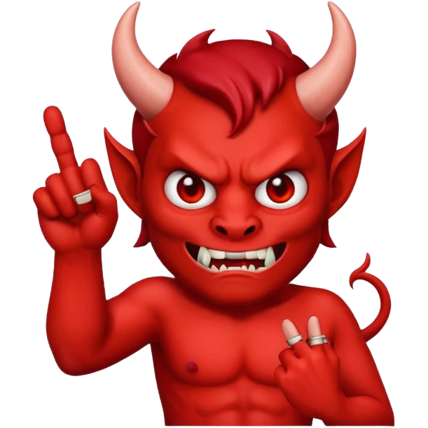 Devil holding up middle finger emoji