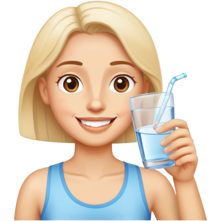 person drinking a glass of water, cheerful and healthy, simple and expressive emoji