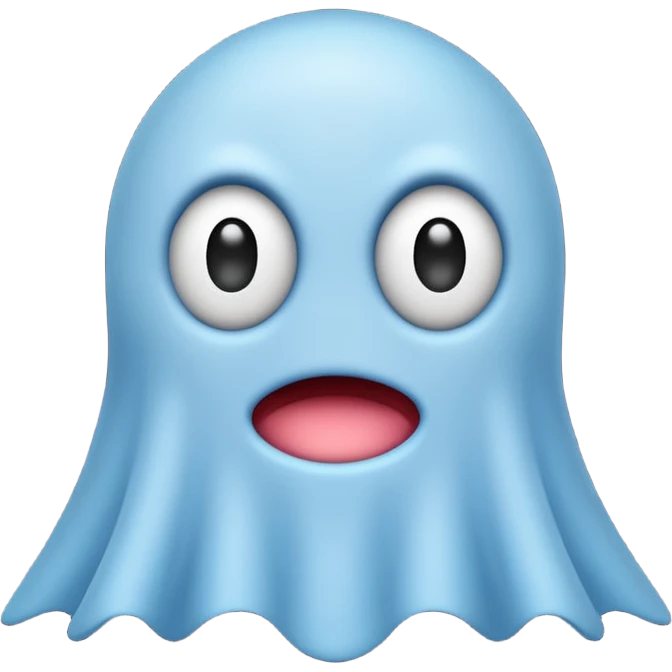 Sky Blue Pacman ghost character with big eyes emoji