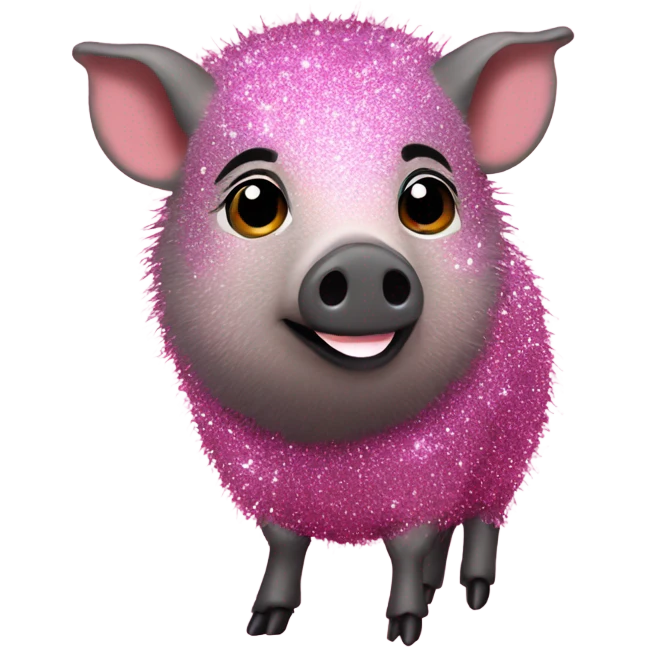 Pink full body javelina with glitter emoji