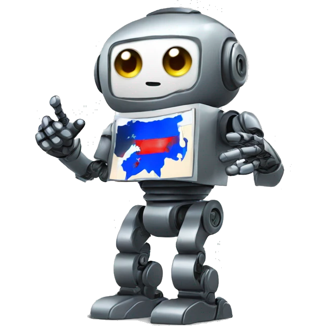 Robot with Russia map in his hand emoji