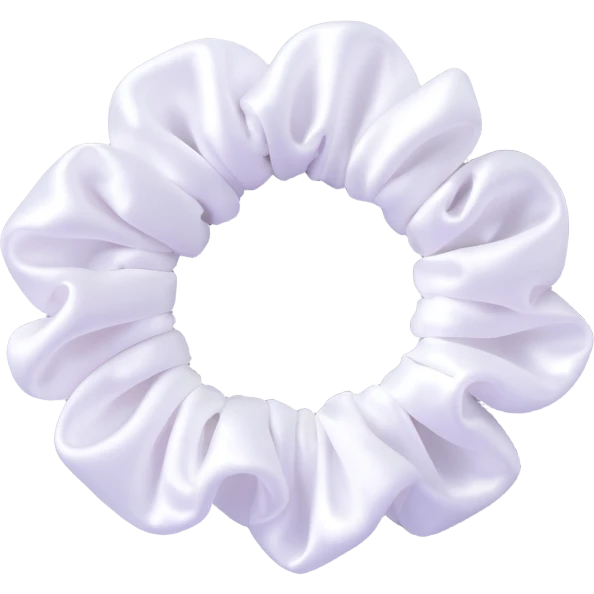 small silky white scrunchie with shimmer effect emoji