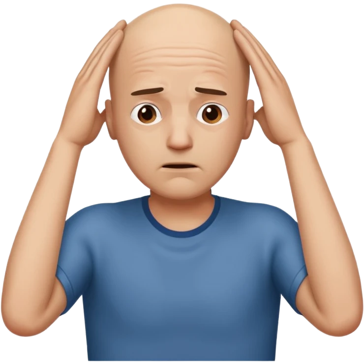 bald guy with hands on head in distress  emoji