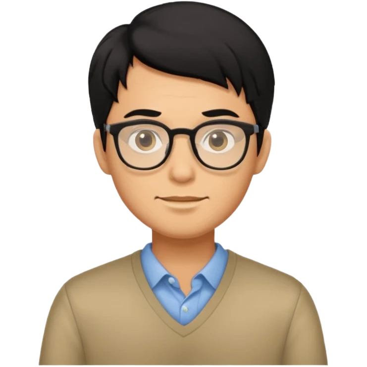 Black haired male with eyeglasses emoji