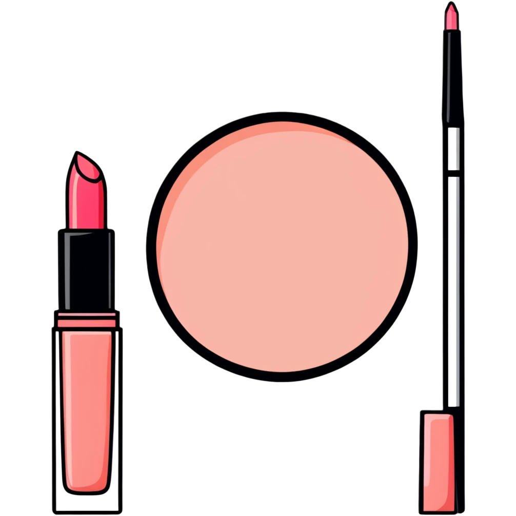 AVON makeup collection with compact, blush, and lip gloss emoji