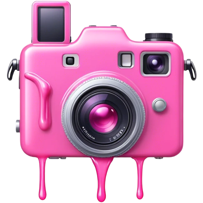 Pink liquid dripping over camera emoji