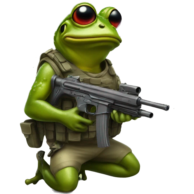 Soldier frog with gun emoji
