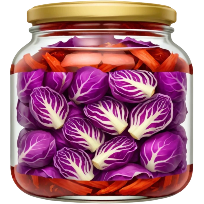 transparent jar filled with red kimchi cabbage pieces emoji