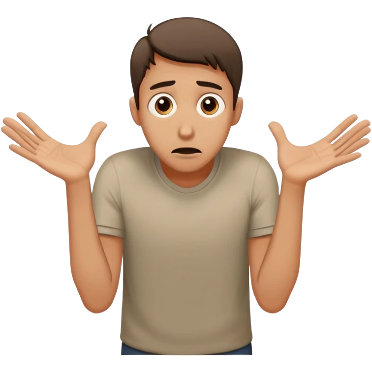 man with anxious attachment style with worried eyes and nervous expression, clingy posture leaning forward with arms reaching out, showing fear of abandonment emoji
