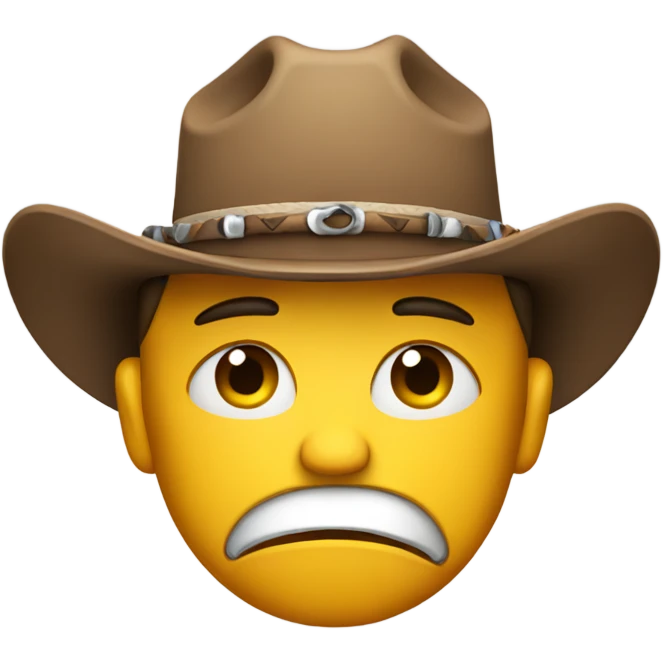 Disappointed face with cowboy hat  emoji