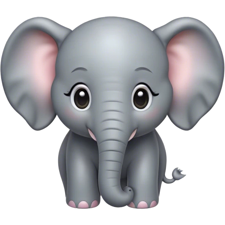 Cinematic Cute Elephant Portrait Emoji, Head tilted playfully and inquisitively, featuring a glossy gray hide with soft, rounded ears and round, sparkling eyes filled with curious wonder, Simplified yet irresistibly adorable features, highly detailed, glowing with a warm, friendly glow, high shine, affectionate and lively, stylized with a touch of gentle whimsy, bright and endearing, soft glowing outline, capturing the essence of a mischievous yet loving elephant, so playful it feels like it could lumber out of the screen into your arms! emoji