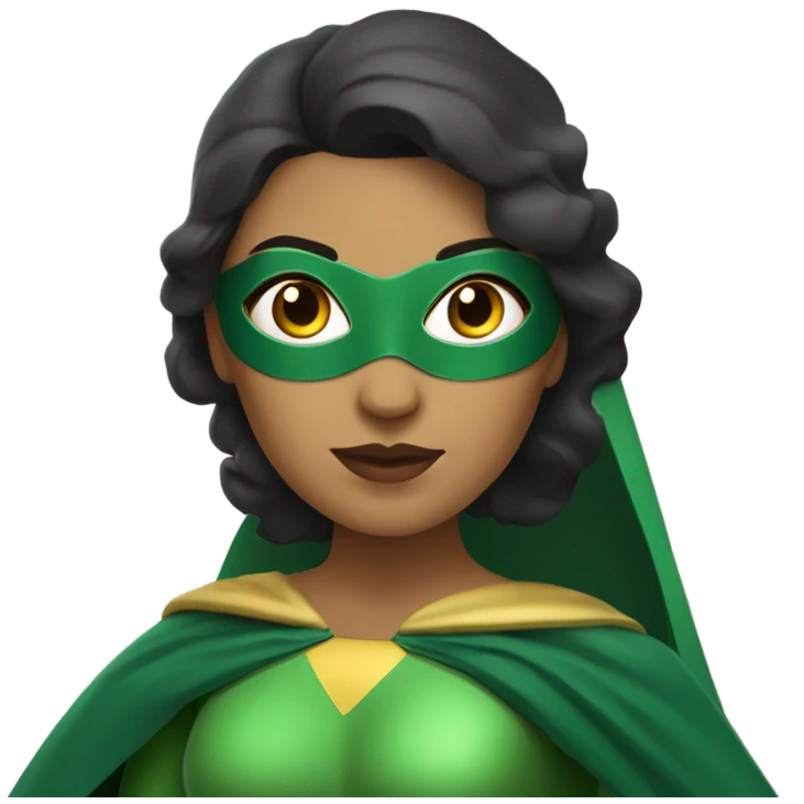 Hispanic woman superhero in green emoji