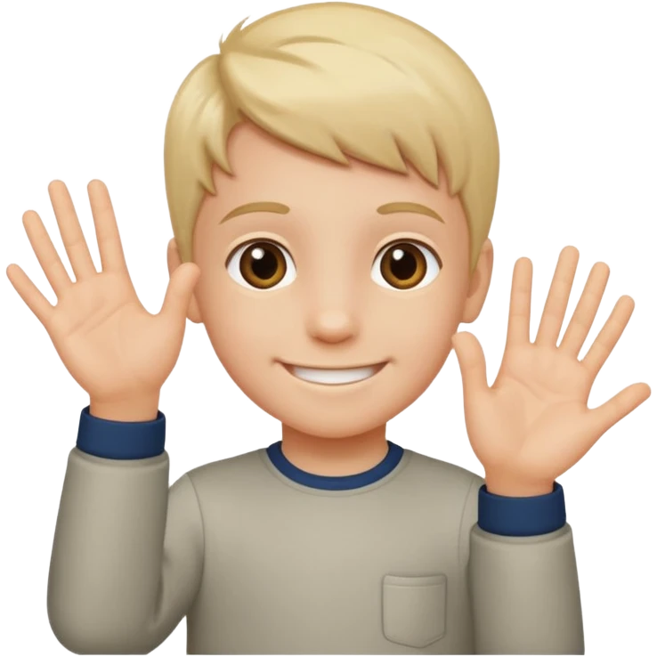 A kid holding a 6 on they left hand and 7 on right emoji
