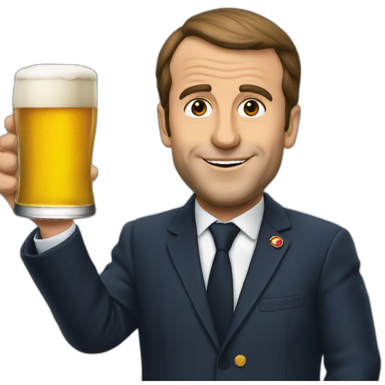 Macron boit une bière emoji