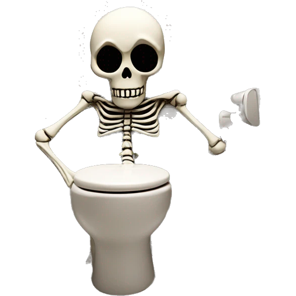 Skeleton in skibid rizz toilet emoji